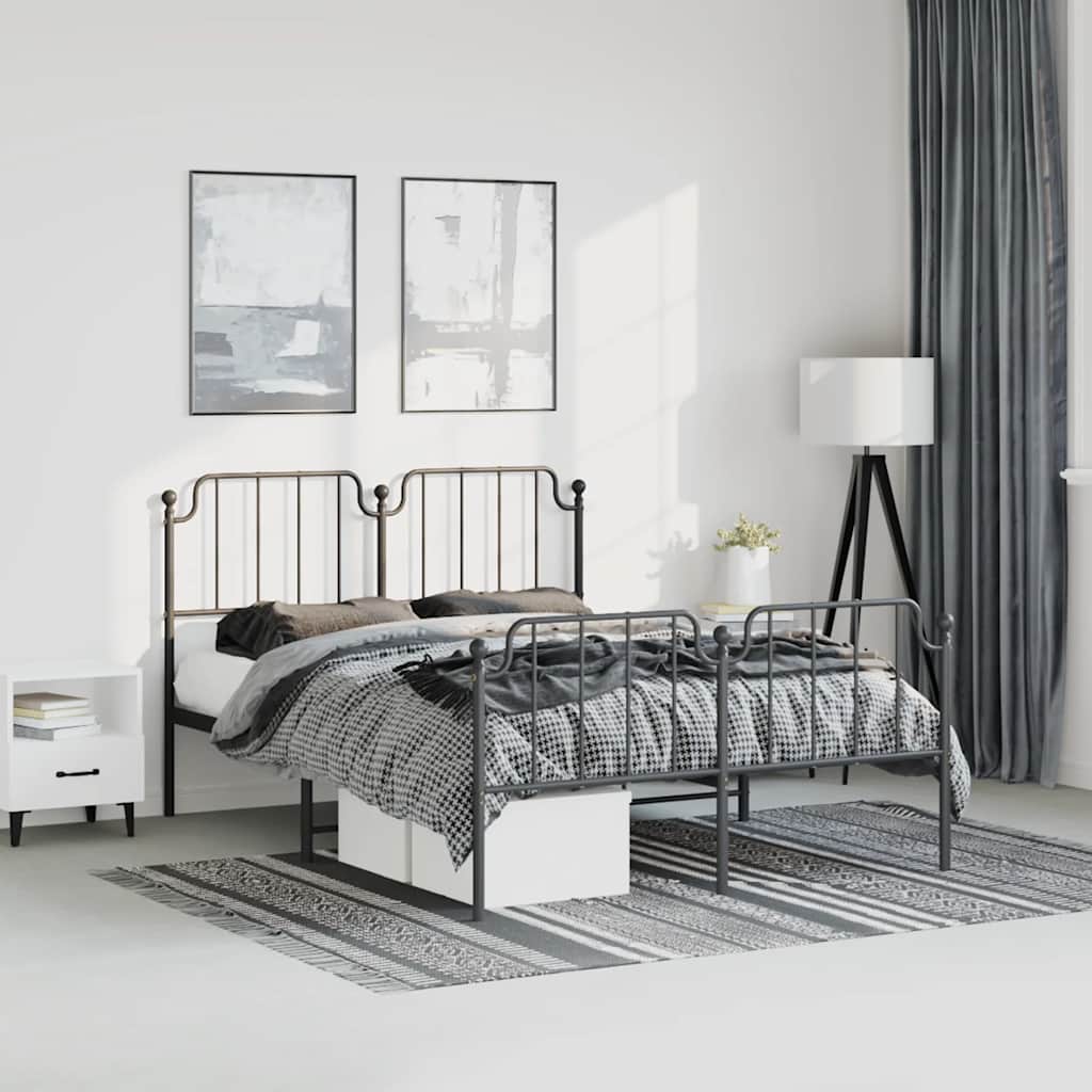 Bedframe met hoofd- en voeteneinde metaal zwart 183x213 cm is nu te koop bij PeponiXL, paradijselijk wonen!