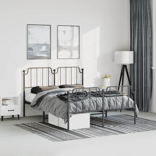 Bedframe met hoofd- en voeteneinde metaal zwart 183x213 cm is nu te koop bij PeponiXL, paradijselijk wonen!