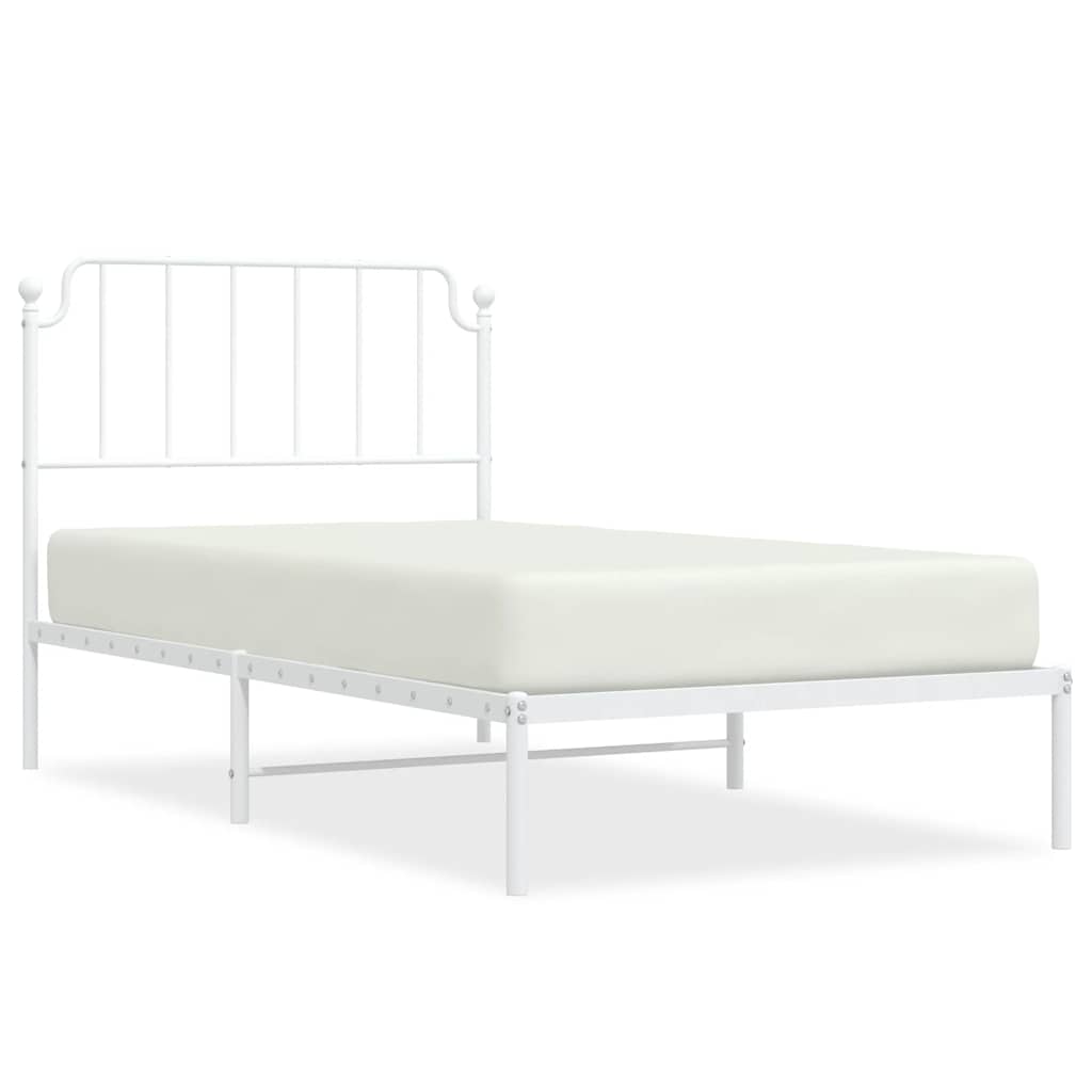 Bedframe met hoofdbord metaal wit 100x190 cm