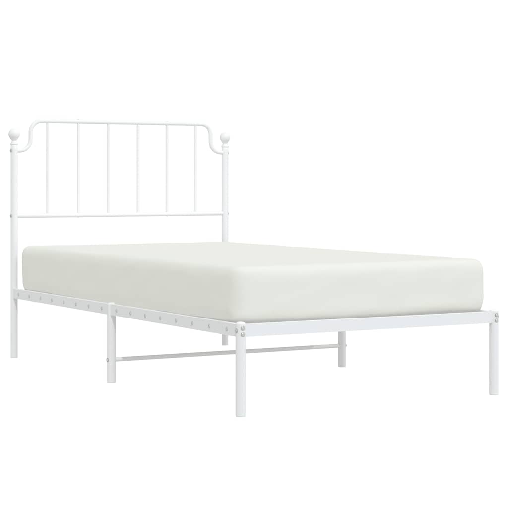 Bedframe met hoofdbord metaal wit 100x190 cm