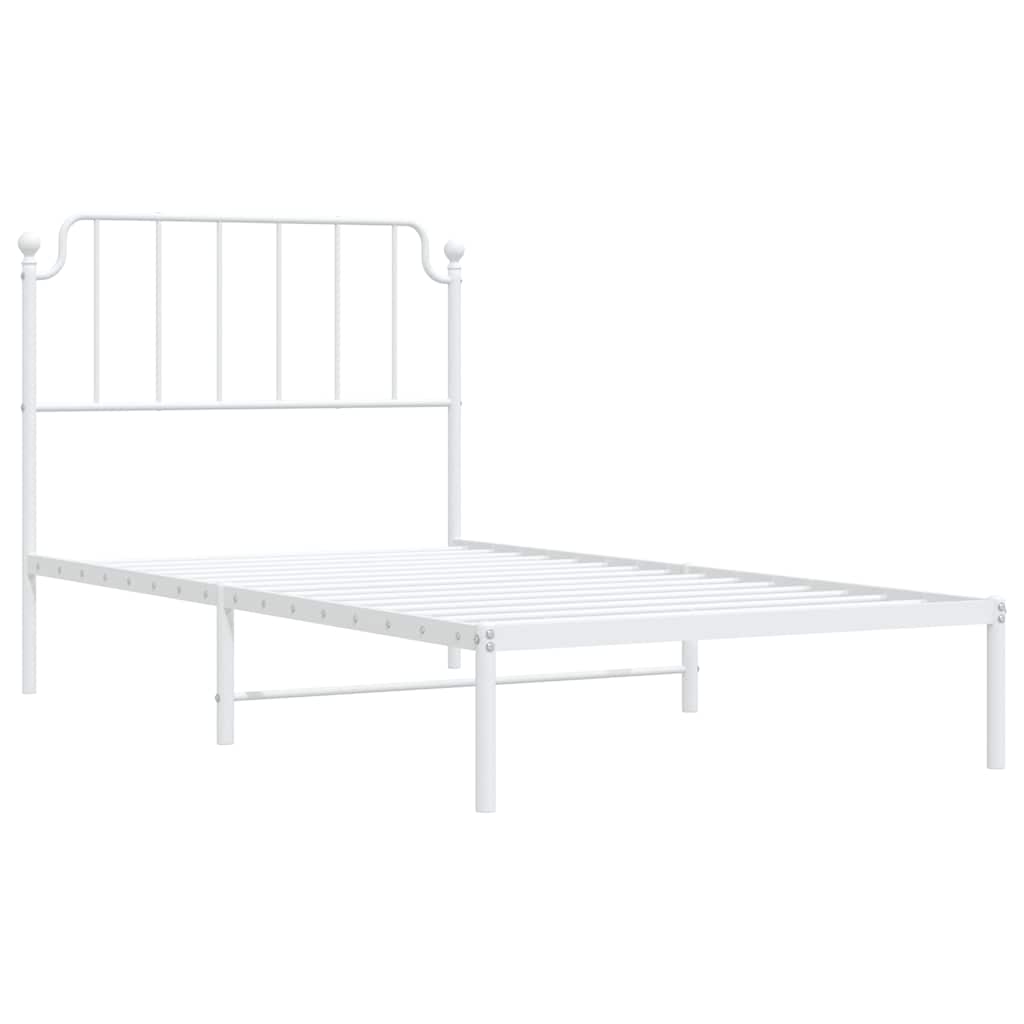 Bedframe met hoofdbord metaal wit 100x190 cm