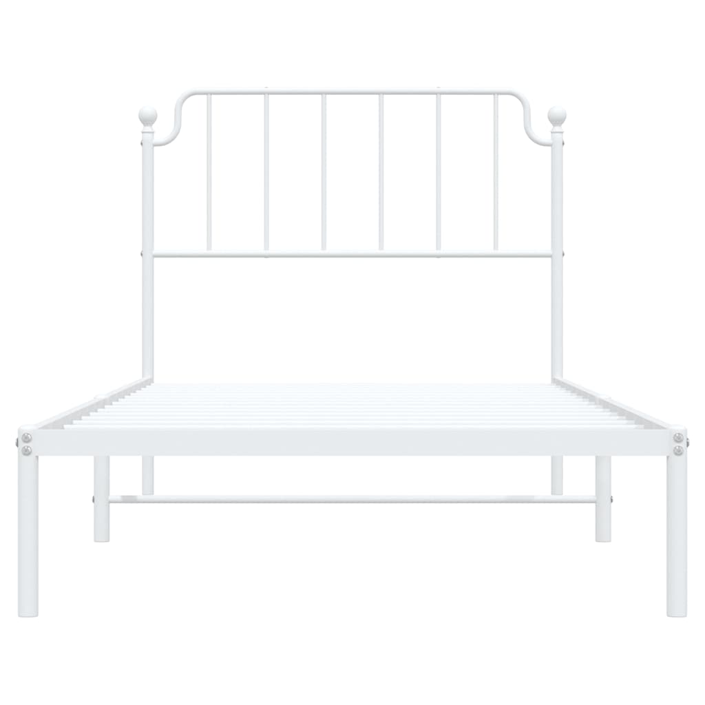 Bedframe met hoofdbord metaal wit 100x190 cm