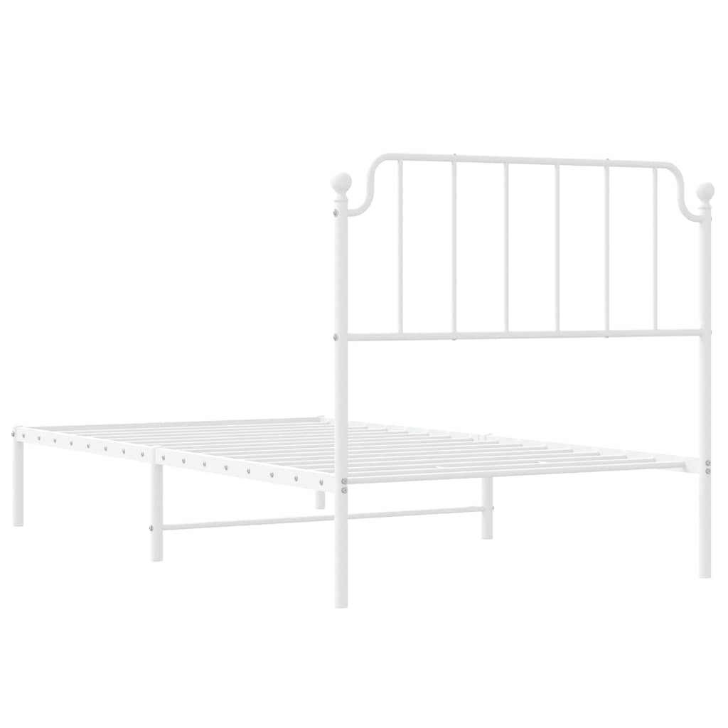 Bedframe met hoofdbord metaal wit 100x190 cm