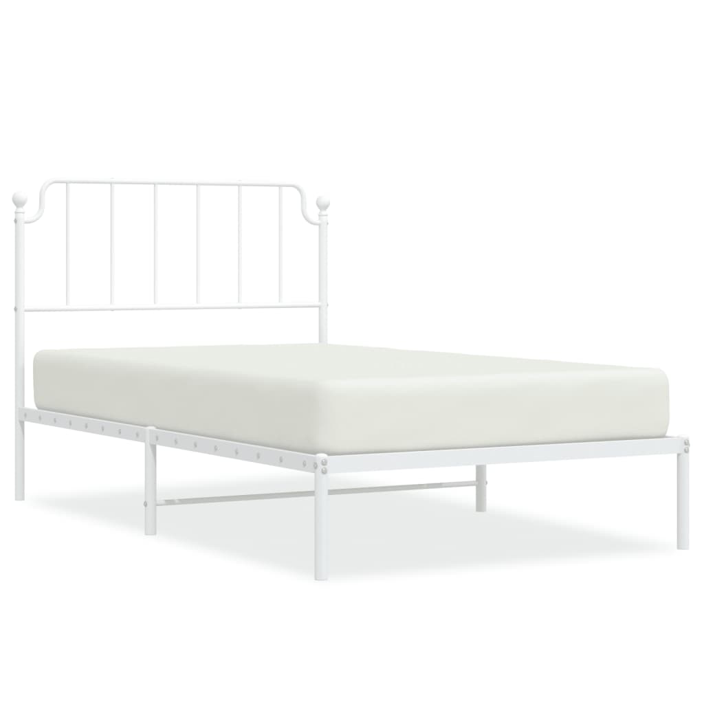 Bedframe met hoofdbord metaal wit 107x203 cm is nu te koop bij PeponiXL, paradijselijk wonen!