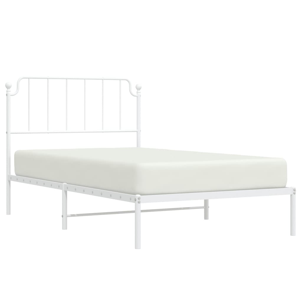 Bedframe met hoofdbord metaal wit 107x203 cm is nu te koop bij PeponiXL, paradijselijk wonen!