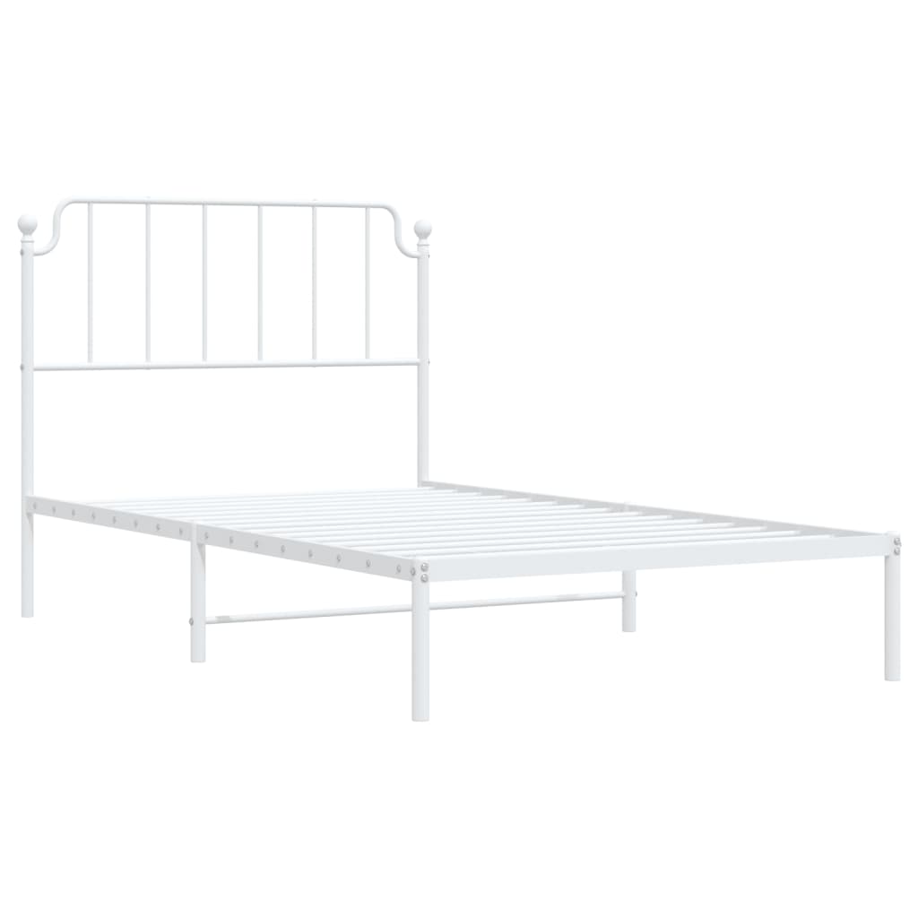 Bedframe met hoofdbord metaal wit 107x203 cm is nu te koop bij PeponiXL, paradijselijk wonen!