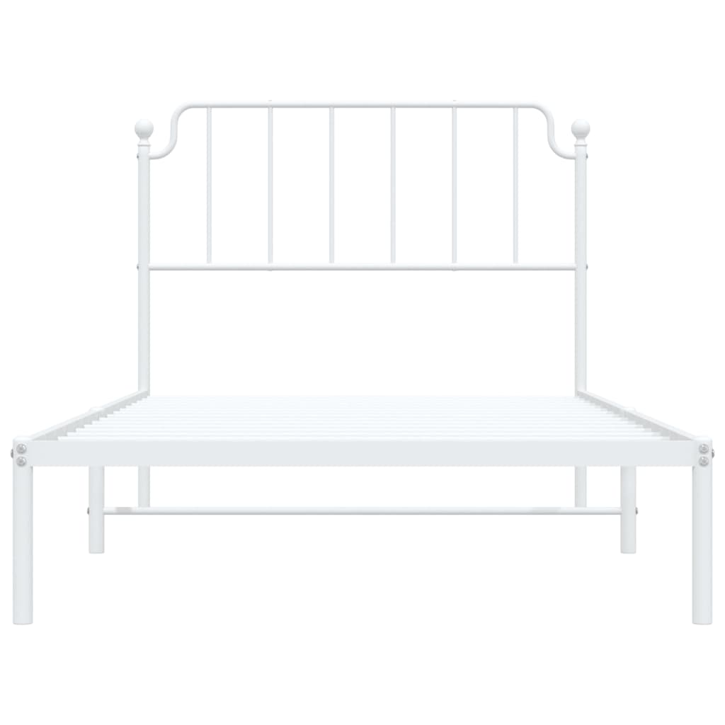 Bedframe met hoofdbord metaal wit 107x203 cm is nu te koop bij PeponiXL, paradijselijk wonen!