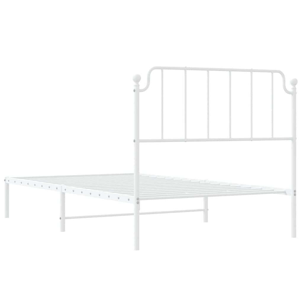 Bedframe met hoofdbord metaal wit 107x203 cm is nu te koop bij PeponiXL, paradijselijk wonen!