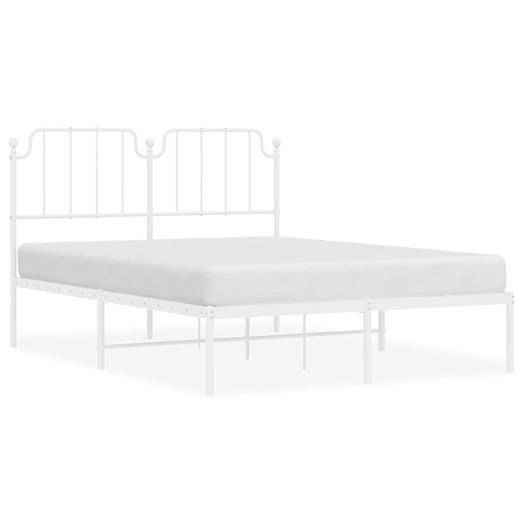 Bedframe met hoofdbord metaal wit 135x190 cm is nu te koop bij PeponiXL, paradijselijk wonen!