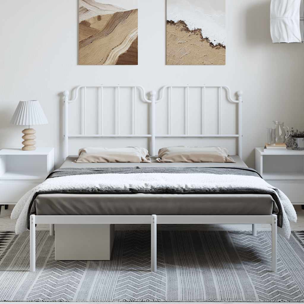 Bedframe met hoofdbord metaal wit 135x190 cm is nu te koop bij PeponiXL, paradijselijk wonen!