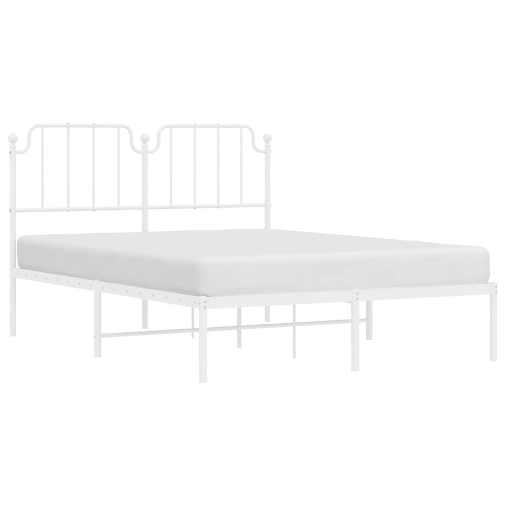 Bedframe met hoofdbord metaal wit 135x190 cm is nu te koop bij PeponiXL, paradijselijk wonen!