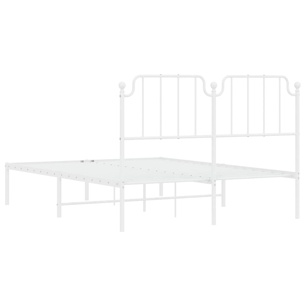 Bedframe met hoofdbord metaal wit 135x190 cm is nu te koop bij PeponiXL, paradijselijk wonen!