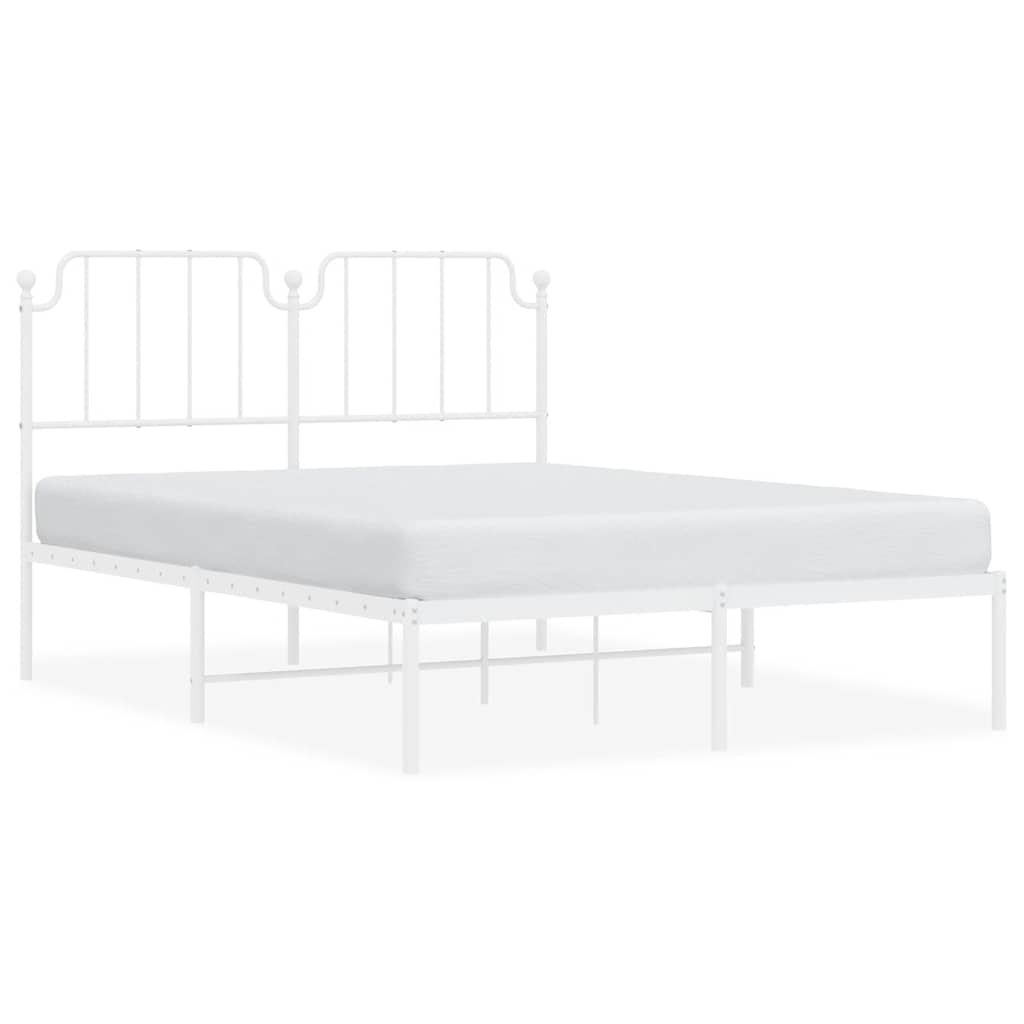 Bedframe met hoofdbord metaal wit 150x200 cm is nu te koop bij PeponiXL, paradijselijk wonen!