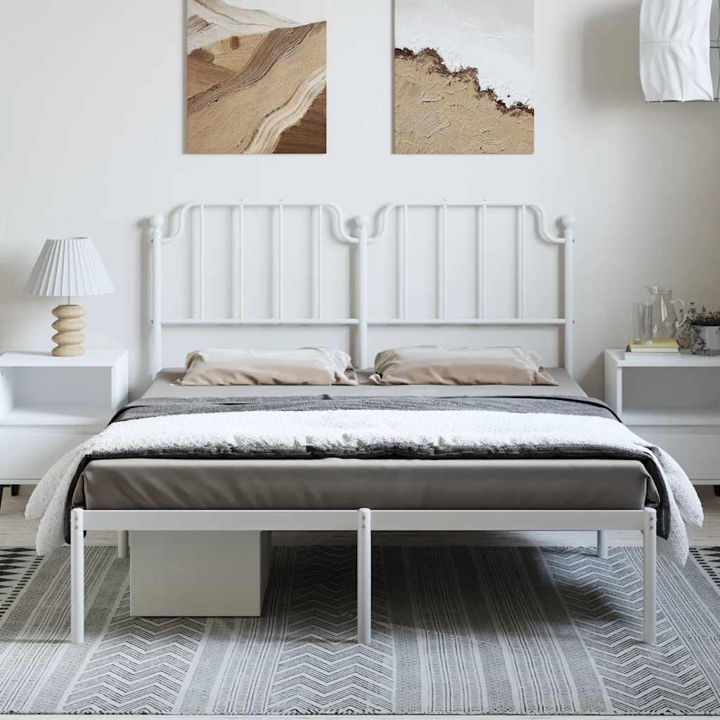 Bedframe met hoofdbord metaal wit 150x200 cm is nu te koop bij PeponiXL, paradijselijk wonen!