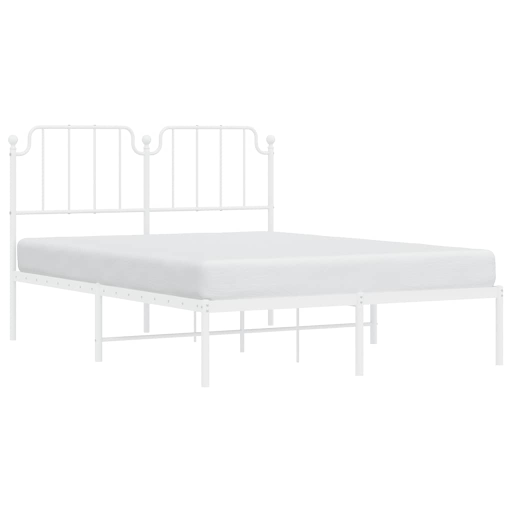 Bedframe met hoofdbord metaal wit 150x200 cm is nu te koop bij PeponiXL, paradijselijk wonen!
