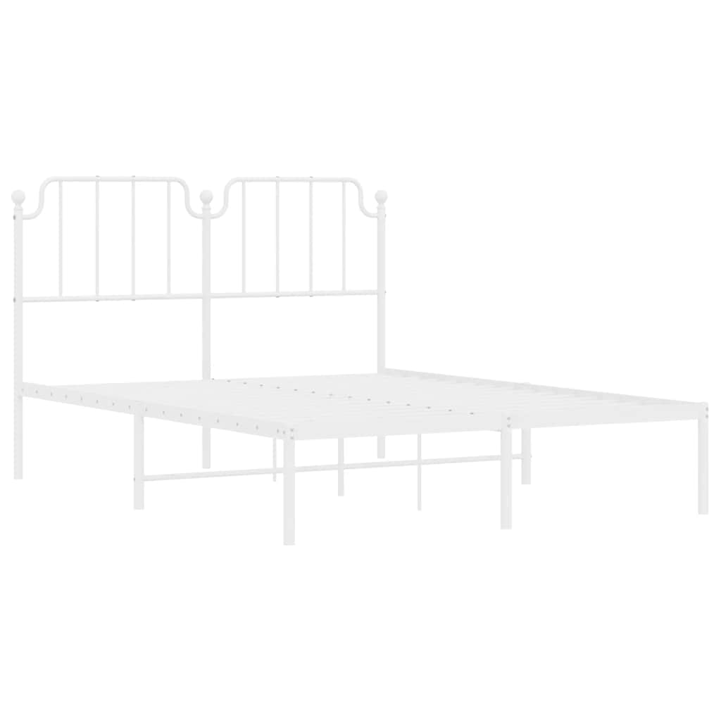 Bedframe met hoofdbord metaal wit 150x200 cm is nu te koop bij PeponiXL, paradijselijk wonen!