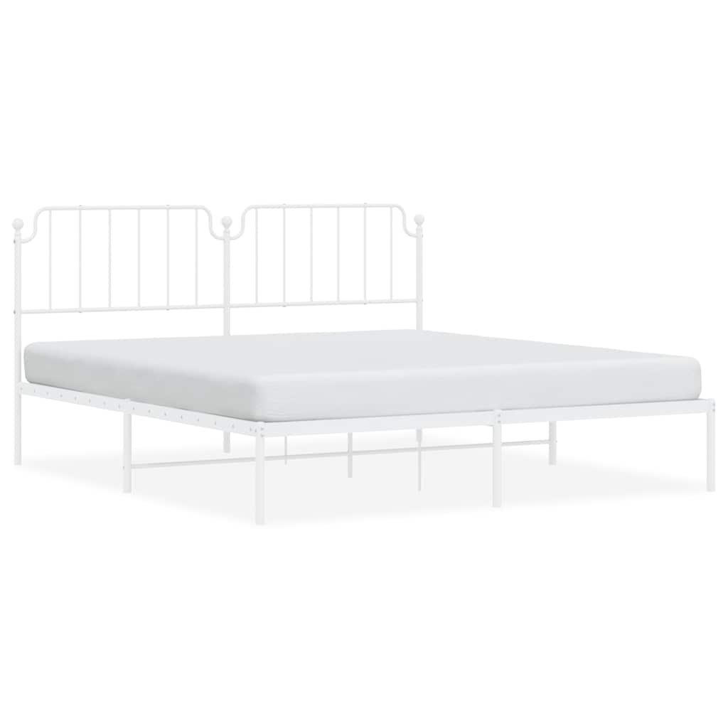 Bedframe met hoofdbord metaal wit 183x213 cm is nu te koop bij PeponiXL, paradijselijk wonen!