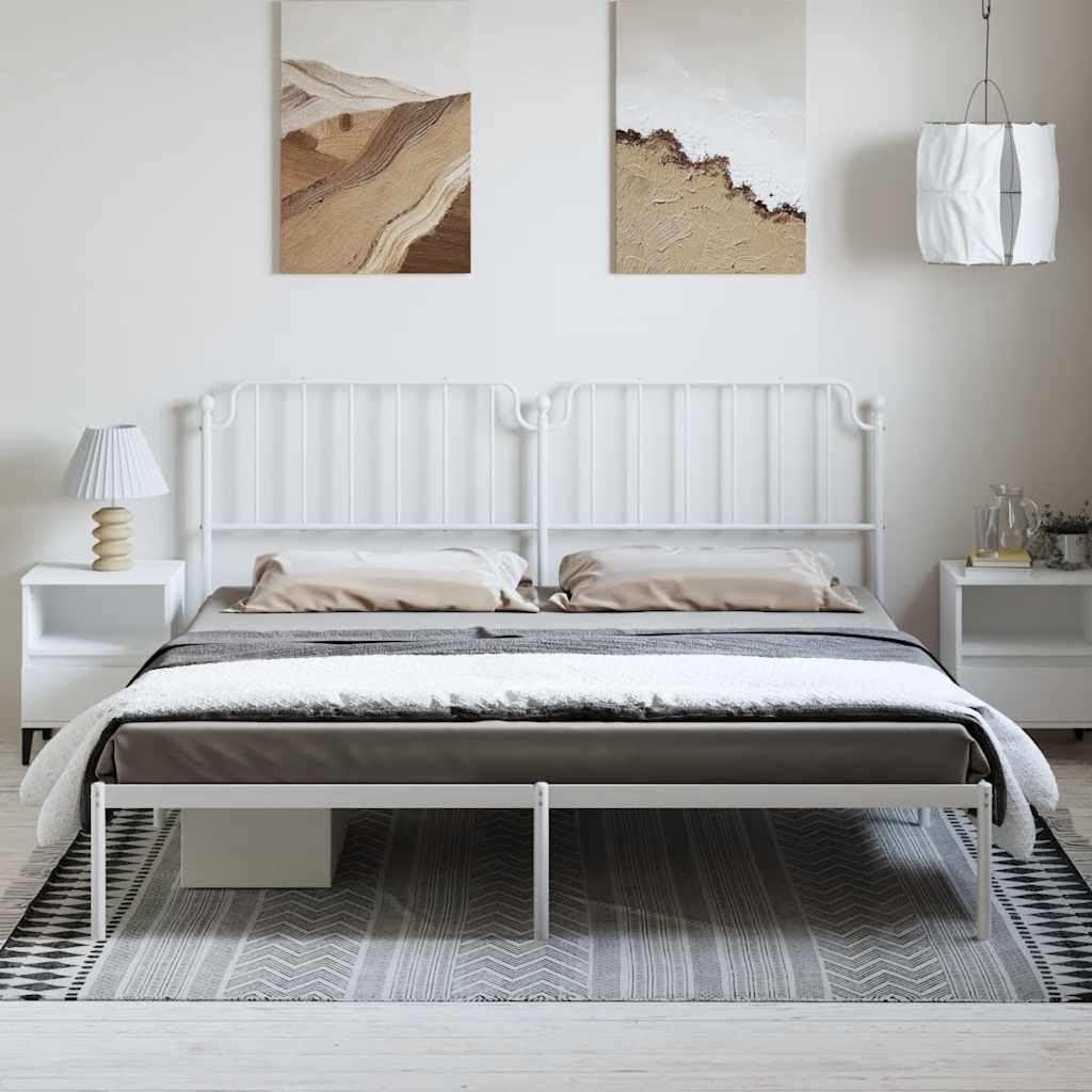 Bedframe met hoofdbord metaal wit 183x213 cm is nu te koop bij PeponiXL, paradijselijk wonen!