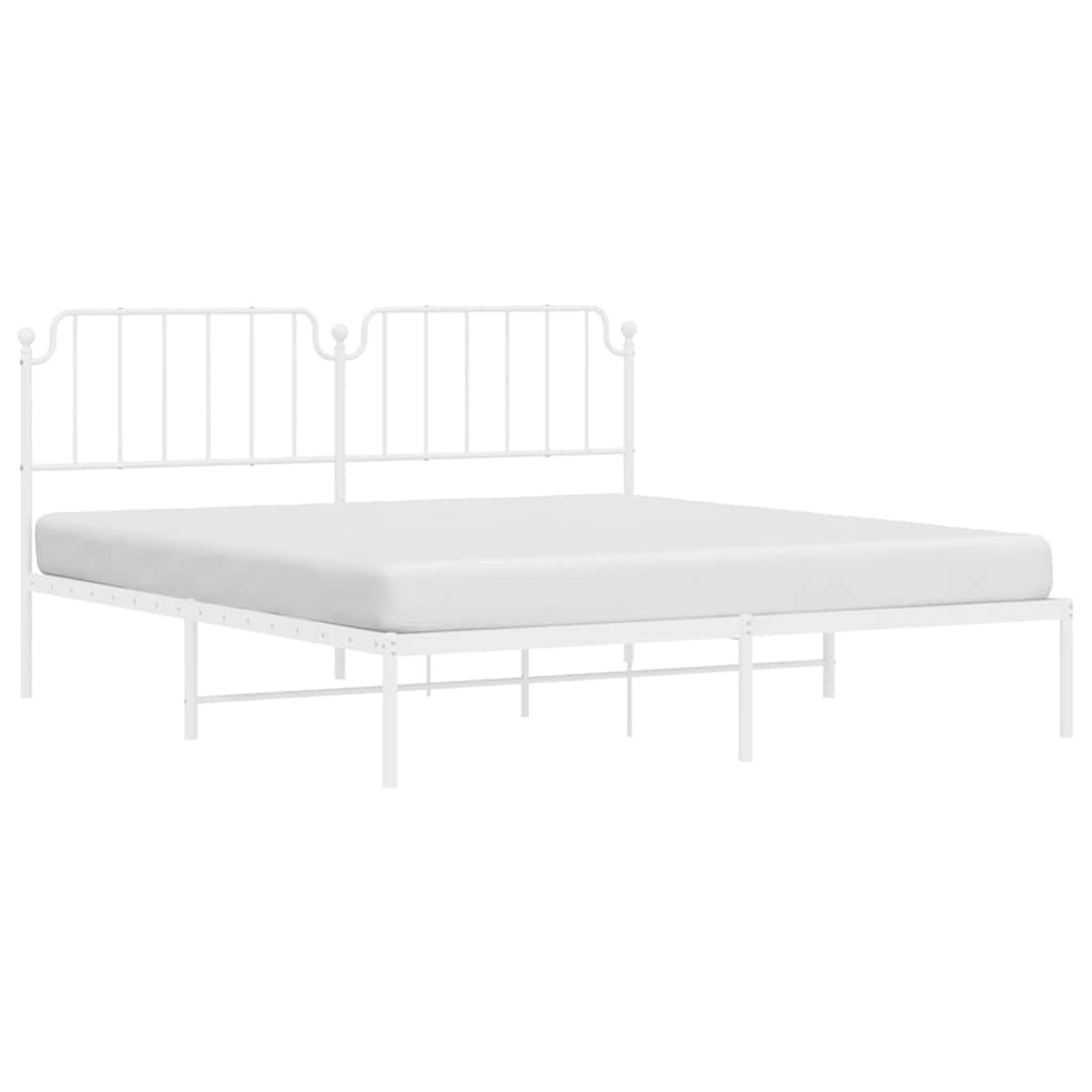 Bedframe met hoofdbord metaal wit 183x213 cm is nu te koop bij PeponiXL, paradijselijk wonen!