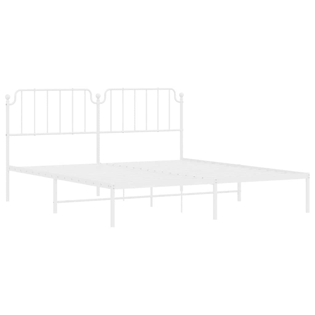Bedframe met hoofdbord metaal wit 183x213 cm is nu te koop bij PeponiXL, paradijselijk wonen!