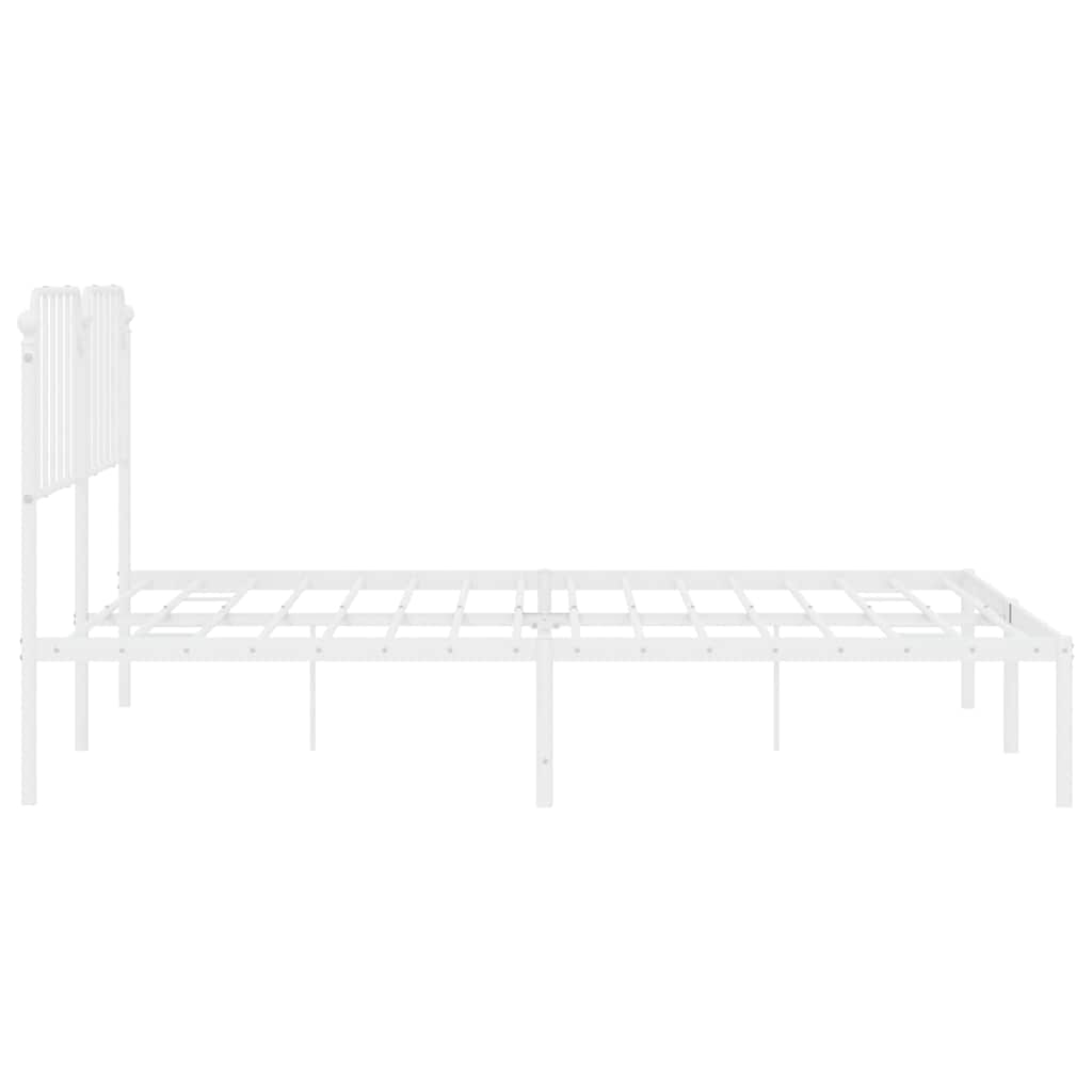 Bedframe met hoofdbord metaal wit 183x213 cm is nu te koop bij PeponiXL, paradijselijk wonen!
