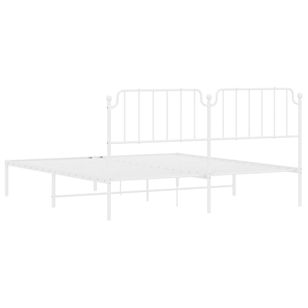 Bedframe met hoofdbord metaal wit 183x213 cm is nu te koop bij PeponiXL, paradijselijk wonen!