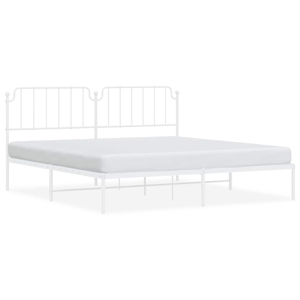 Bedframe met hoofdbord metaal wit 193x203 cm is nu te koop bij PeponiXL, paradijselijk wonen!
