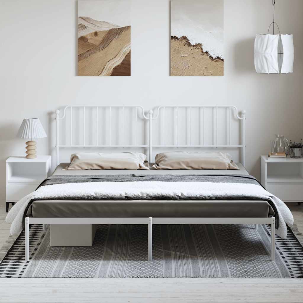 Bedframe met hoofdbord metaal wit 193x203 cm is nu te koop bij PeponiXL, paradijselijk wonen!