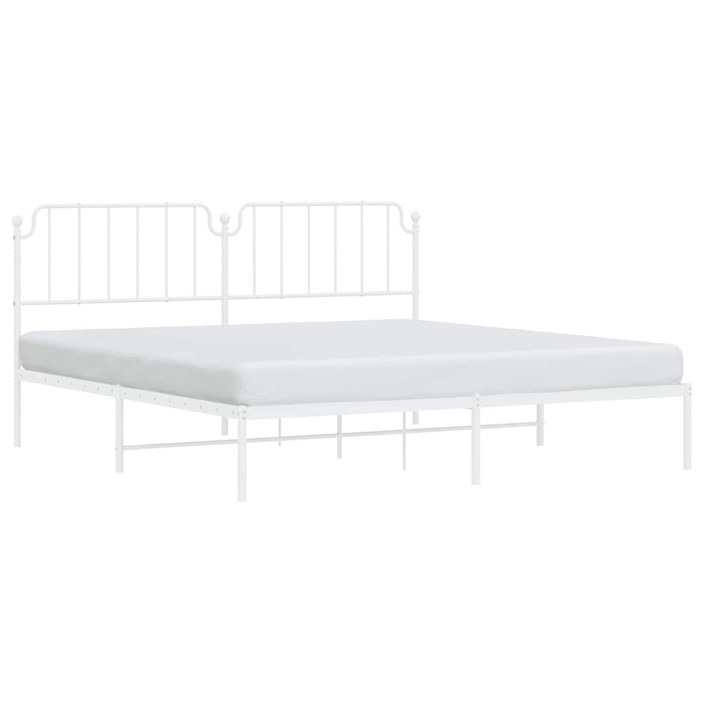 Bedframe met hoofdbord metaal wit 193x203 cm is nu te koop bij PeponiXL, paradijselijk wonen!
