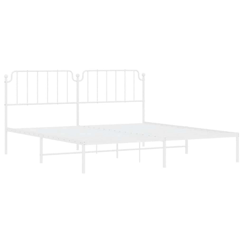 Bedframe met hoofdbord metaal wit 193x203 cm is nu te koop bij PeponiXL, paradijselijk wonen!