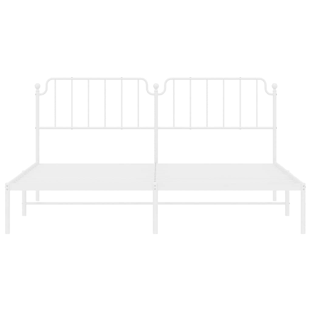 Bedframe met hoofdbord metaal wit 193x203 cm is nu te koop bij PeponiXL, paradijselijk wonen!