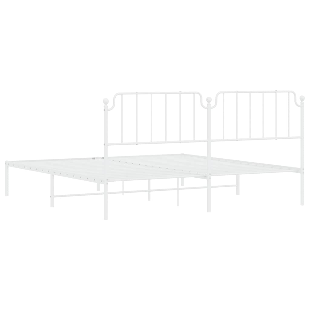 Bedframe met hoofdbord metaal wit 193x203 cm is nu te koop bij PeponiXL, paradijselijk wonen!