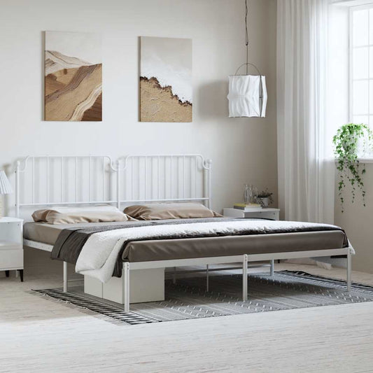 Bedframe met hoofdbord metaal wit 193x203 cm is nu te koop bij PeponiXL, paradijselijk wonen!