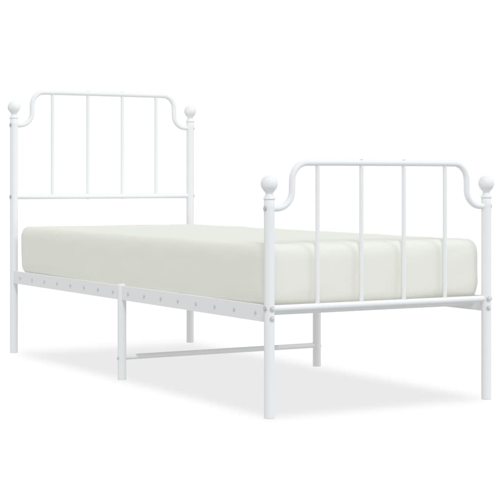 Bedframe met hoofd- en voeteneinde metaal wit 75x190 cm is nu te koop bij PeponiXL, paradijselijk wonen!
