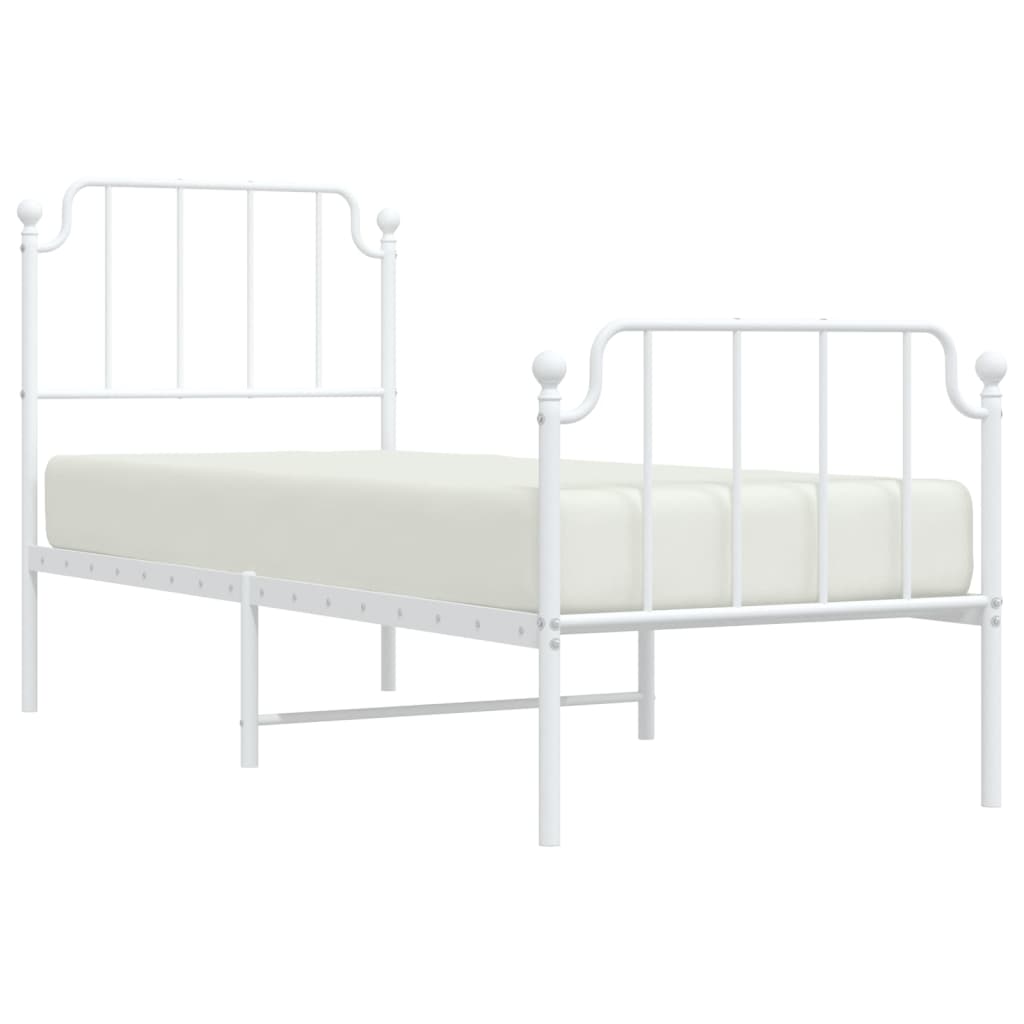 Bedframe met hoofd- en voeteneinde metaal wit 75x190 cm is nu te koop bij PeponiXL, paradijselijk wonen!