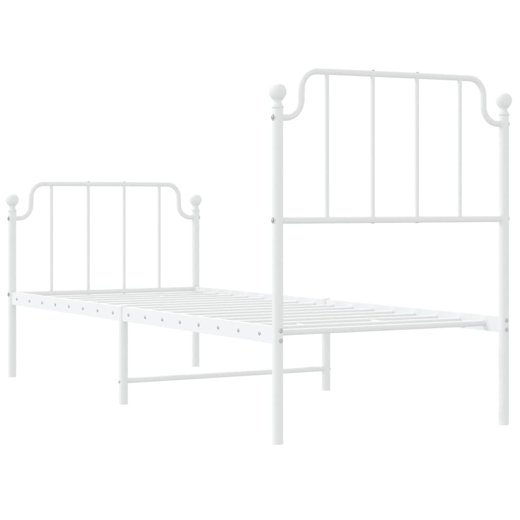 Bedframe met hoofd- en voeteneinde metaal wit 75x190 cm is nu te koop bij PeponiXL, paradijselijk wonen!