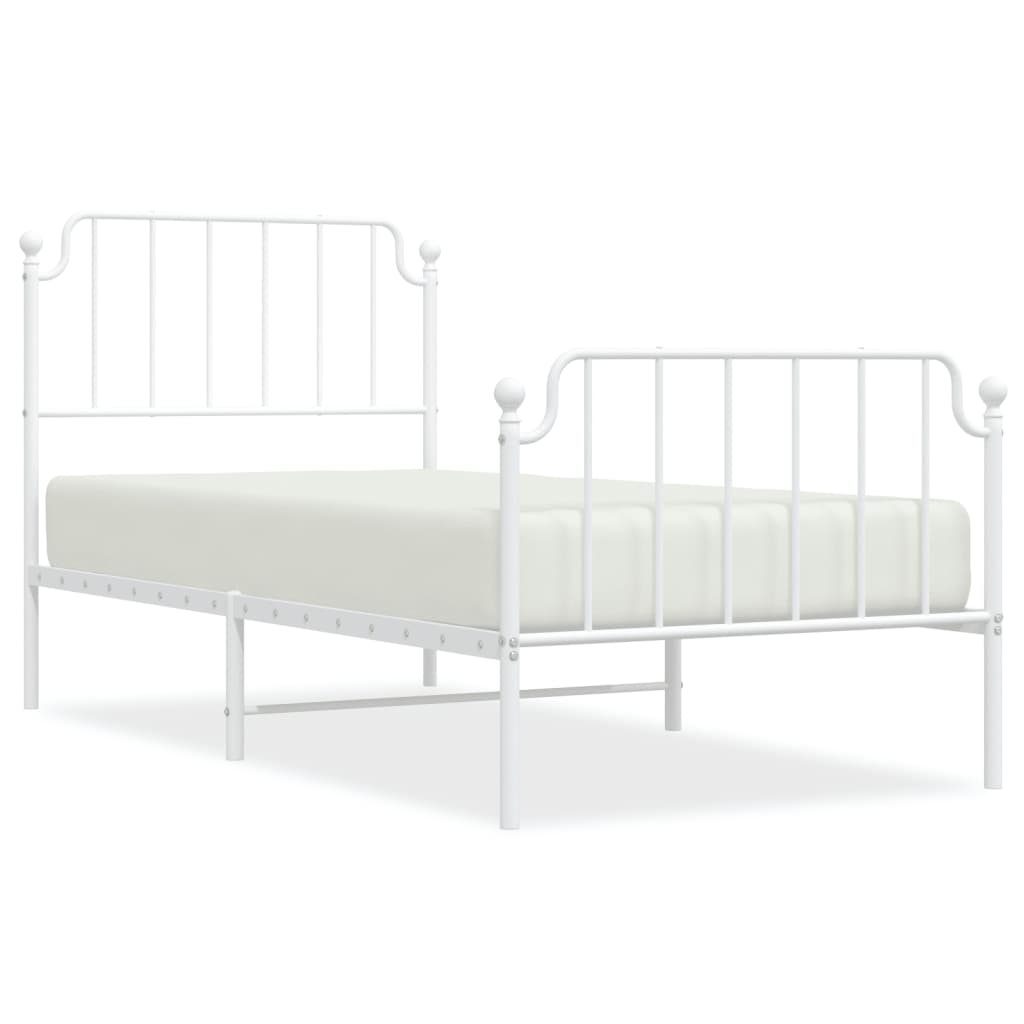 Bedframe met hoofd- en voeteneinde metaal wit 90x200 cm is nu te koop bij PeponiXL, paradijselijk wonen!