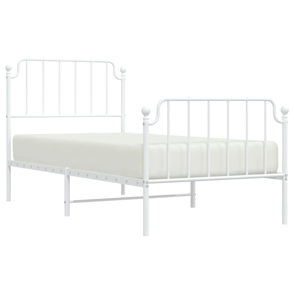 Bedframe met hoofd- en voeteneinde metaal wit 90x200 cm is nu te koop bij PeponiXL, paradijselijk wonen!