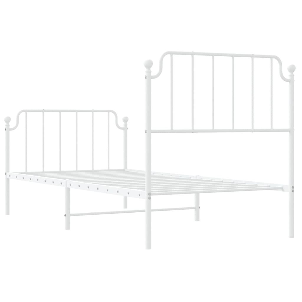 Bedframe met hoofd- en voeteneinde metaal wit 90x200 cm is nu te koop bij PeponiXL, paradijselijk wonen!