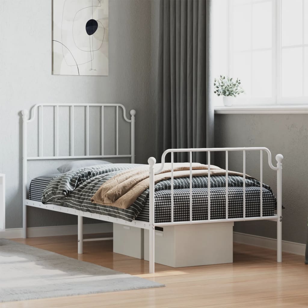 Bedframe met hoofd- en voeteneinde metaal wit 90x200 cm is nu te koop bij PeponiXL, paradijselijk wonen!