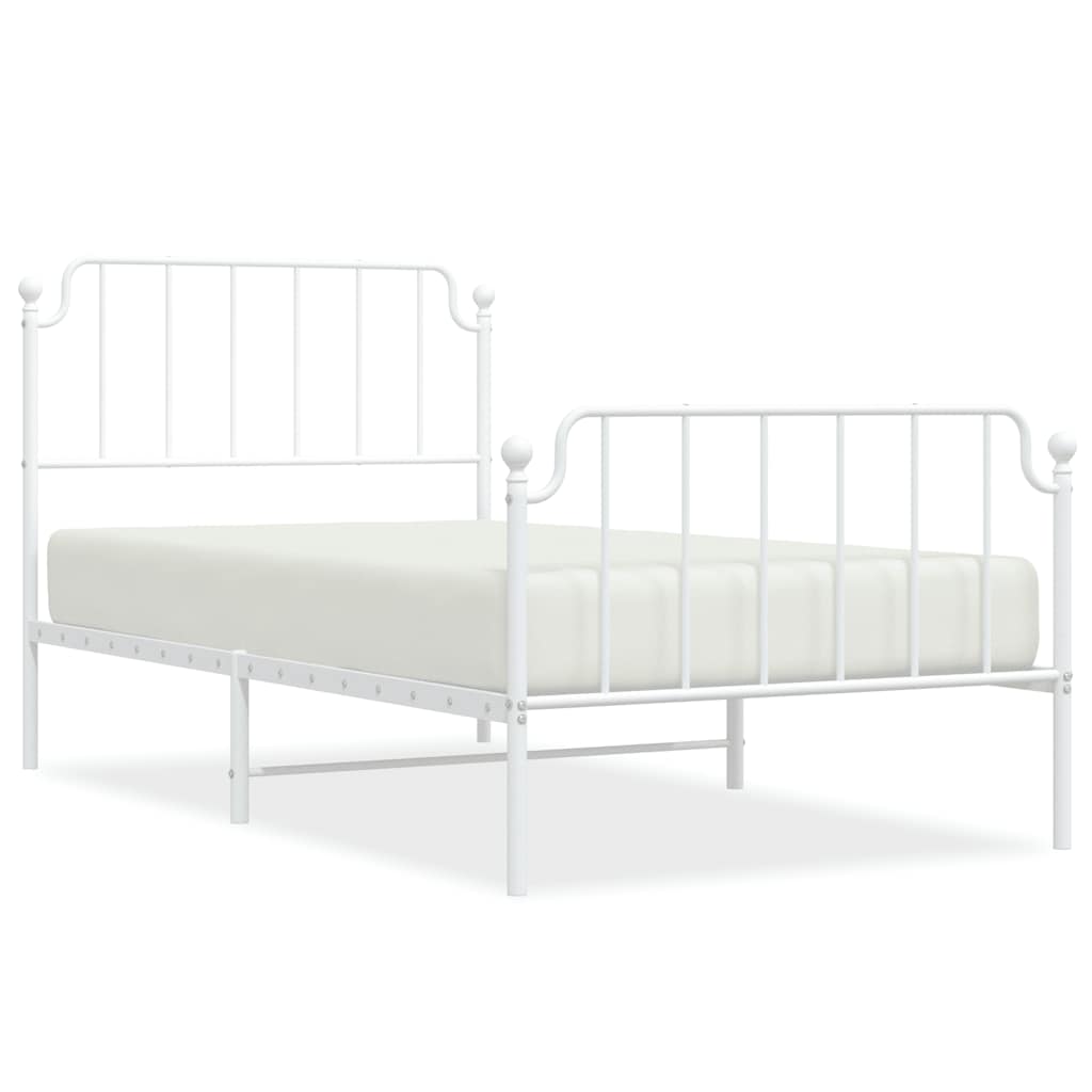 Bedframe met hoofd- en voeteneinde metaal wit 100x190 cm