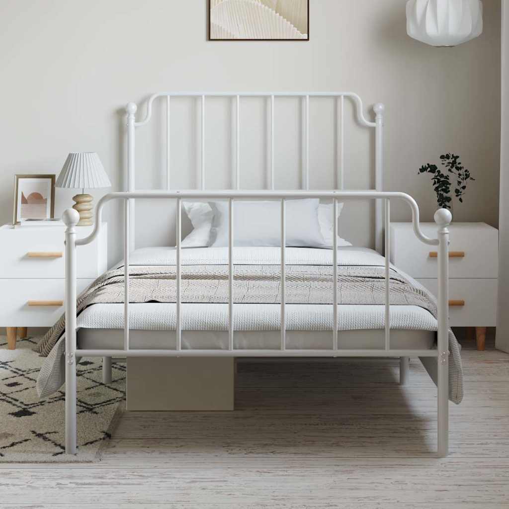 Bedframe met hoofd- en voeteneinde metaal wit 100x190 cm