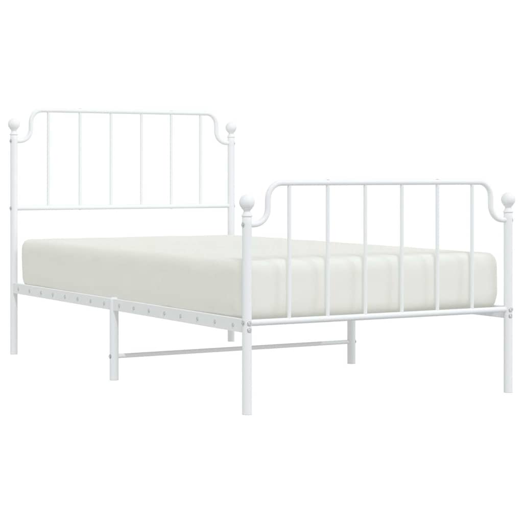 Bedframe met hoofd- en voeteneinde metaal wit 100x190 cm