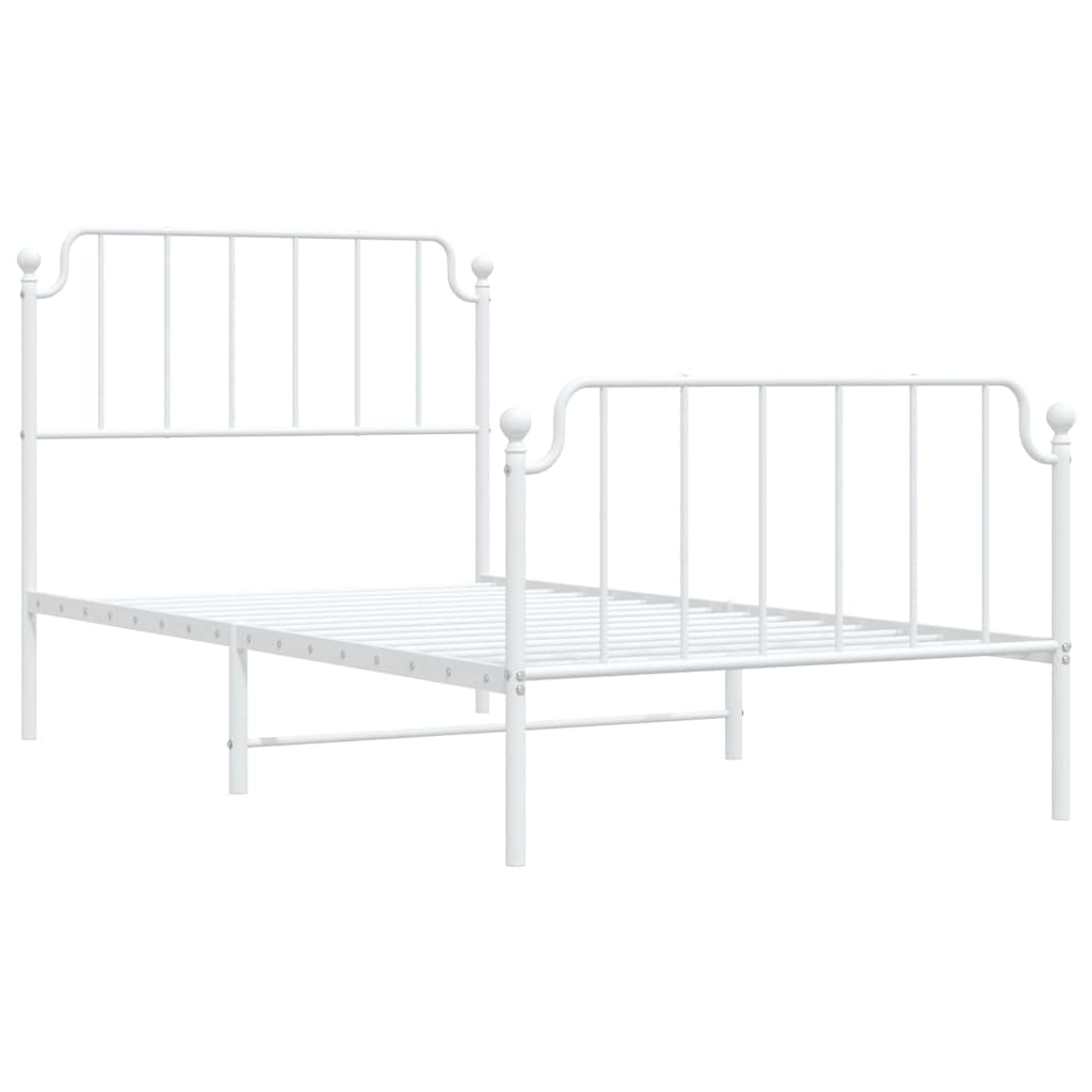 Bedframe met hoofd- en voeteneinde metaal wit 100x190 cm