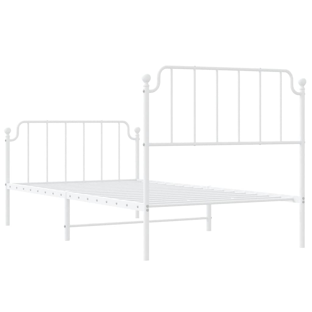 Bedframe met hoofd- en voeteneinde metaal wit 100x190 cm
