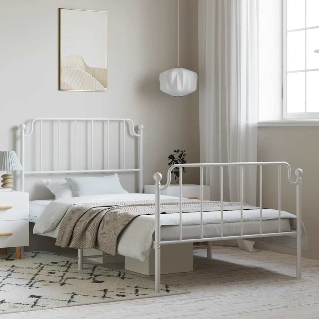 Bedframe met hoofd- en voeteneinde metaal wit 100x190 cm