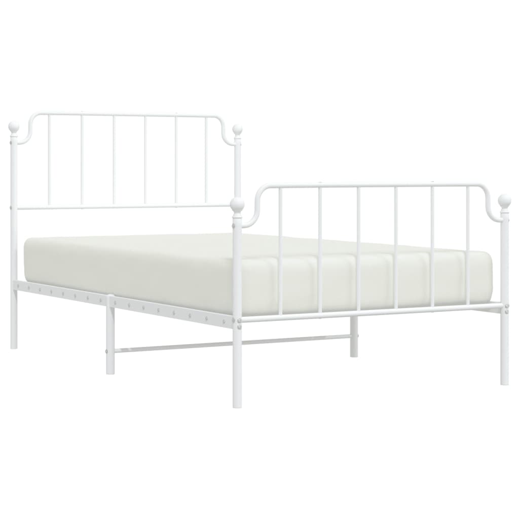 Bedframe met hoofd- en voeteneinde metaal wit 107x203 cm is nu te koop bij PeponiXL, paradijselijk wonen!