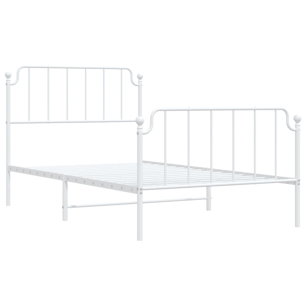Bedframe met hoofd- en voeteneinde metaal wit 107x203 cm is nu te koop bij PeponiXL, paradijselijk wonen!