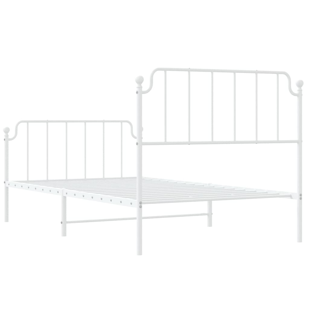 Bedframe met hoofd- en voeteneinde metaal wit 107x203 cm is nu te koop bij PeponiXL, paradijselijk wonen!