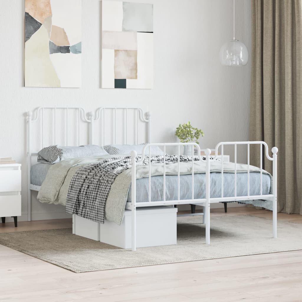 Bedframe met hoofd- en voeteneinde metaal wit 120x200 cm is nu te koop bij PeponiXL, paradijselijk wonen!